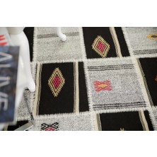 Madalyon Patchwork El Dokuma Antik Anadolu Kilim Kendir Tac Mahal