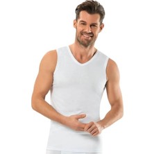 Jiber Erkek V Yaka Sıfır Kol Atlet %100 Pamuk 6'lı Paket - Rahat ve Nefes Alabilir Özellikler