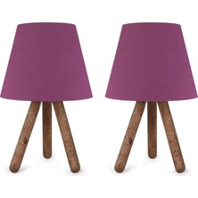 North Home Ahşap Ayaklı Abajur Kumaş Başlık 2 ' Li Fırsat Ürünü