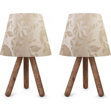 North Home Ahşap Ayaklı Abajur Pvc Başlık 2 ' Li Fırsat Ürünü