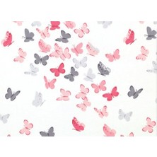 Bebek Özel Bebek ve Çocuk Lastikli Çarşaf Pembe Kelebekli Desenli 70X110