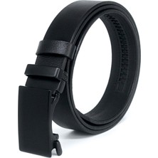 Livize Manda Derisi Otomatik Tokalı Deliksiz Erkek Kemeri Siyah Boyalı Toka