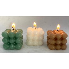 3'lü Yeşil-Ekru-Karamel Bubble Mum Seti
