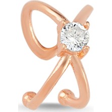 Altın Sepeti Altınsepeti Rose Gümüş Tektaşlı Kıkırdak  Küpe G177KPR2