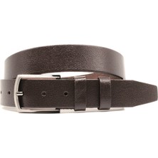 Livize Klasik Erkek Kemeri %100 Derisi 3,5 cm Tek Kat Kahverengi