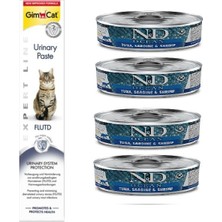N&d Tahılsız 4 Adet Ton Sardalya Karides Kedi Yaş Mama 80 Gr+Gimcat Urinary 50 gr