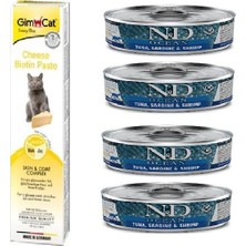 N&d Tahılsız 4 Adet Ton Sardalya Karides Kedi Yaş Mama 80 Gr+Gimcat Biotin 50 gr