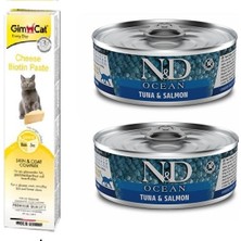N&d Tahılsız 2 Adet Ton Somon Kedi Yaş Mama 80 Gr+Gimcat 50 gr Biotin Paste
