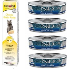 N&d Tahılsız 4 Adet Ton Somon Kedi Yaş Mama 80 Gr+Gimcat Biotin 50 gr