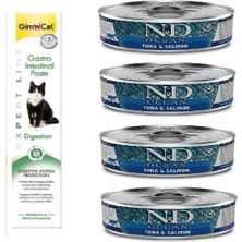 N&d Tahılsız 4 Adet Ton Somon Kedi Yaş Mama 80 Gr+Gimcat Gastro 50 gr