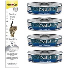 N&d Tahılsız 4 Adet Ton Somon Kedi Yaş Mama 80 Gr+Gimcat Taurine 50 gr
