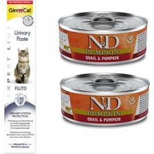 N&d Pumpkin 2 Adet Tahılsız Balkabağı Bıldırcın Kedi Yaş Mama 80 Gr+Gimcat 50 gr Urinary Paste
