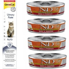 N&d Pumpkin 4 Adet Tahılsız Balkabağı Bıldırcın Kedi Yaş Mama 80 Gr+Gimcat Urinary 50 gr