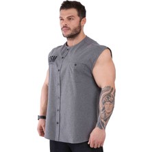 Big Sam Oldschool Bodybuilding Kolsuz Gömlek Antrasit 5044