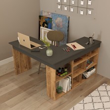 Robin Home Kitaplık Raflı Çalışma Masası Ofis Bilgisayar Masası