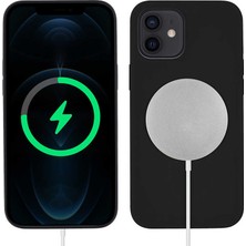 Coverzone iPhone 12 Kılıf Wireless Magsafe Silikon Kapak Siyah