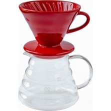 BLACK GOAT Kahvehanem V60 02 Kahve Demleme Tanışma Seti  - Retro Kırmızı (Dripper + 600 ml Kahve Sürahisi)