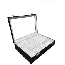 Polo Cross Saat + Yüzük + Kol Düğmesi + Gözlük Çok Amaçlı Ahşap Kasa Üzeri Deri Kaplama Takı Kutusu