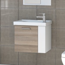 Denko Step 50 cm Mdf Banyo Dolabı Alt Modül ve Seramik Lavabo