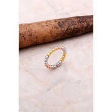 Sümer Telkari Dorika Altın Yaldızlı ve Rose 925 Ayar Gümüş Tamtur Yüzük 3056