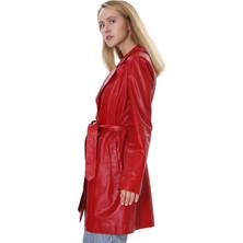 Franko Armondi Kadın Gerçek Deri Klasik Kaban Kırmızı B-590-19955 Fa4