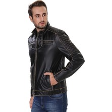 Franko Armondi Erkek Gerçek Deri Spor Vintage Mont Siyah K-1561-19931 Fa4