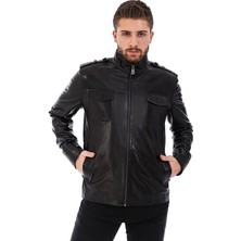 Franko Armondi Erkek Gerçek Deri Klasik Ceket Siyah ER-378-20198 Fa5