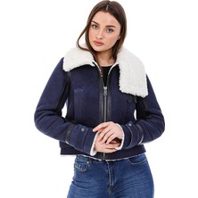 Franko Armondi Kadın Gerçek Deri Spor Kışlık Mont Lacivert BK-1620- 20192 Fa5