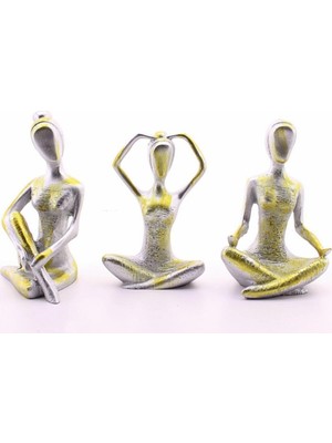 Star Global Yoga Yapan Kızlar Altın Eskitme Üçlü Biblo 18 cm