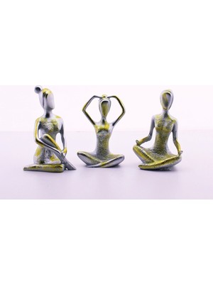 Star Global Yoga Yapan Kızlar Altın Eskitme Üçlü Biblo 18 cm