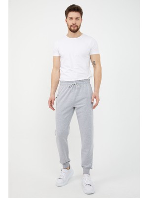 Comeor Gri Erkek Paça Ribanalı Cep Fermuar Detaylı Eşofman Altı