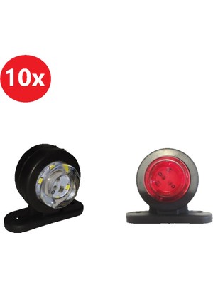 Hilal Shops Mini Takoz Lamba 12 Ledli 10 Adet (Kırmızı-Beyaz)