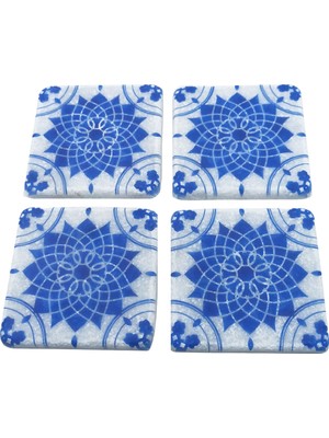 Bubigo Desenli Mermer Bardak Altlığı | MRBL-2020102 | 4’lü