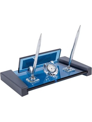 HDY İsme Özel Agora Mavi Doğal Dekoratif Kristal Masa İsimliği