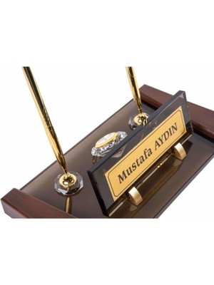HDY İsme Özel Agora Bronz Doğal Dekoratif Kristal Masa İsimliği