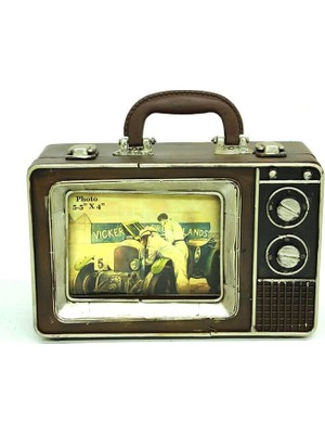 Huramarketing Dekoratif Metal Çerçeve Televizyon Temalı Vintage Hediyelik