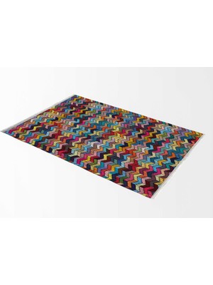 Halı Vagonu Soft Kilim - Saçaklı Renkli Dijital Baskı HV-SK-910