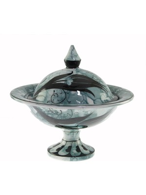 Otantik Çini Ebrulu Lale Dekorlu Şekerlik 21X30 Cm Dir