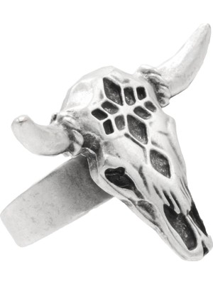 Labalaba Erkek Antik Gümüş Kaplama Ayarlanabilir Gotik Boğa Yüzük