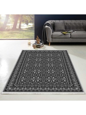 Makinede Yıkanabilen Leke Tutmaz Kolay Temizlenir Dokuma Taban Kumaş Üzerine Dijital Baskı Saçaklı Halı 80 x 140 cm