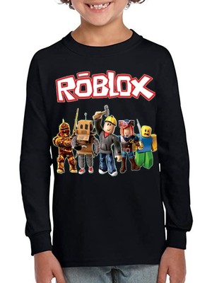 TakeTshirt Roblox Uzun Kollu Çocuk Tişört Siyah