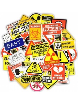 Sticker Master 50 Adet Uyarı Işaretleri Modern Tarz Sticker Stickerbomb Oto Laptop Duvar Araç Pc Oto Motor Pc Etiket