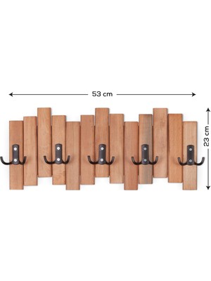 Mavienerji Ahşap Duvar ve Kapı Askısı Elbise Askılık Piyano Modeli 5 Askılı