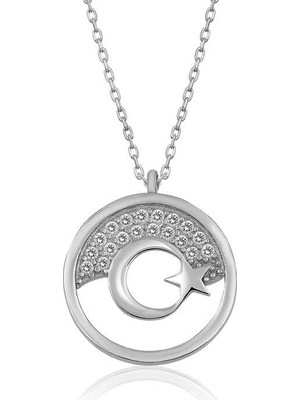 Gumush Ay Yıldız Kadın Gümüş Kolye