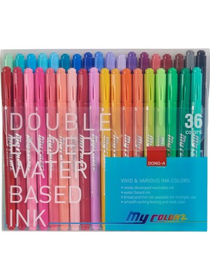 Dong-A My Color 2 Çift Taraflı Keçeli Kalem Seti 36 Renk İnce ve Kalın Uçlu Blister Paket