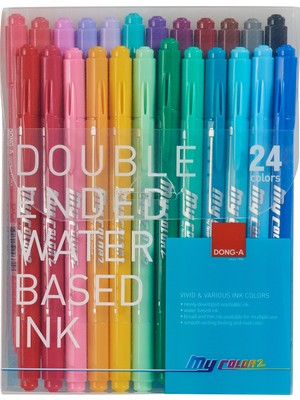 Dong-A My Color 2 Çift Taraflı Keçeli Kalem Seti 24 Parça Karışık Renk 1 mm ve 0.5 mm Uçlu
