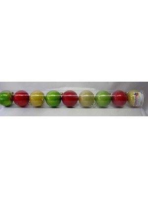 Event Party Store Yılbaşı 9'lu Boru Top Süs Yeşil-Kırmızı-Sarı