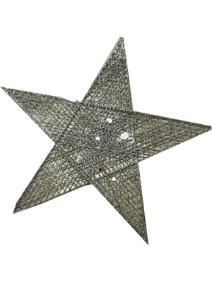 Event Party Store Yılbaşı Gümüş Yıldız Dekor Süs Tek Taraflı 3D 45 cm