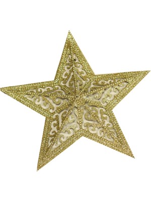 Event Party Store Yılbaşı Gold Yıldız Dekor Süs Tek Taraflı 3D