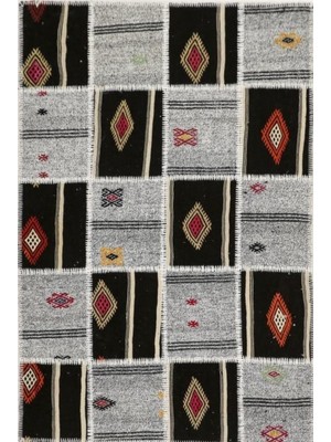 Madalyon Patchwork El Dokuma Antik Anadolu Kilim Kendir Tac Mahal